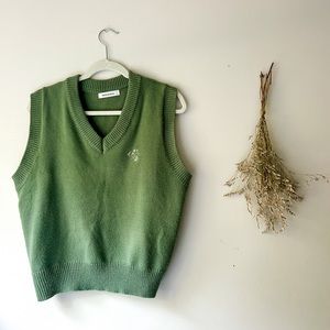 forest green sweater vest with embroidery